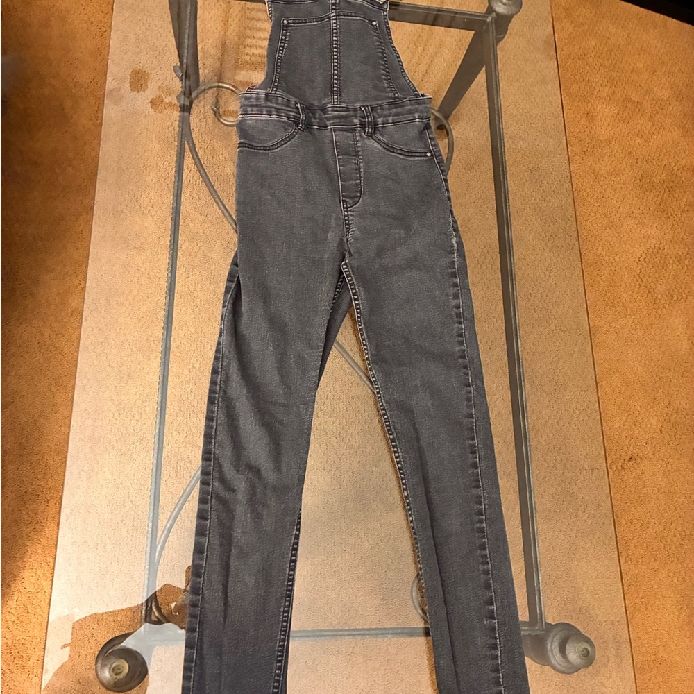 Blk Faded Denim Overalls